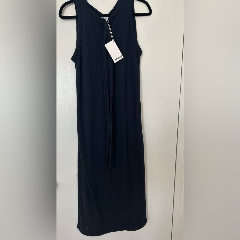 NWT navy splendid midi dress with optional tie